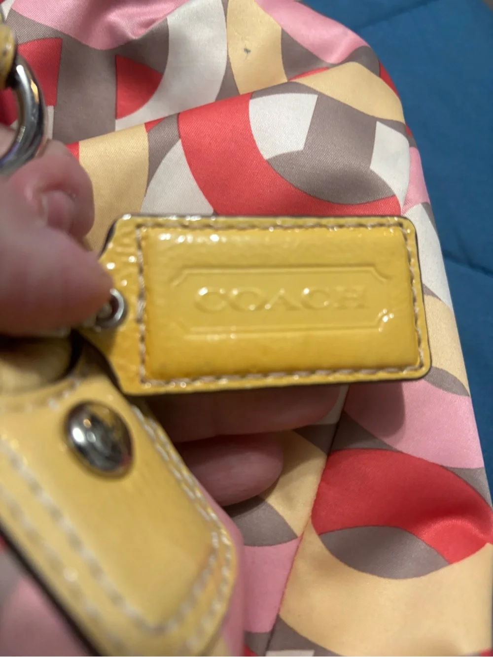 Coach Multi-Color Geometric Hobo Bag - Pink, Yellow & Red